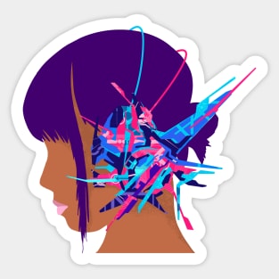 Cyberpunk Girl Music Sticker